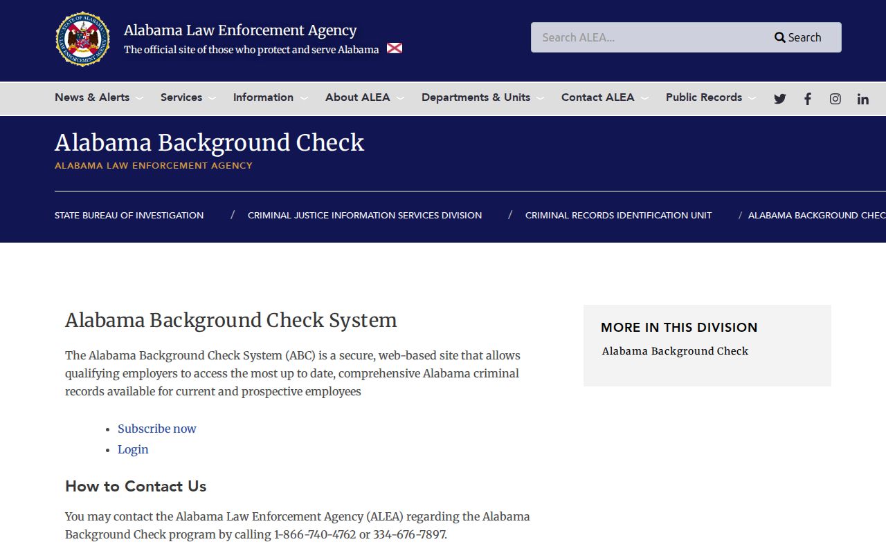 Washington County criminal history ALEA personal review instructions