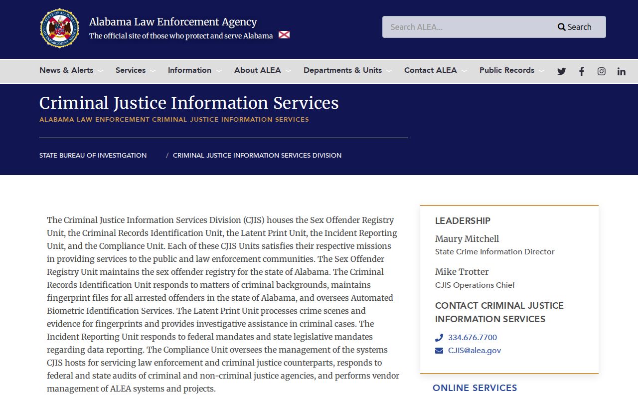 Washington County criminal records and Alabama ALEA CJIS division