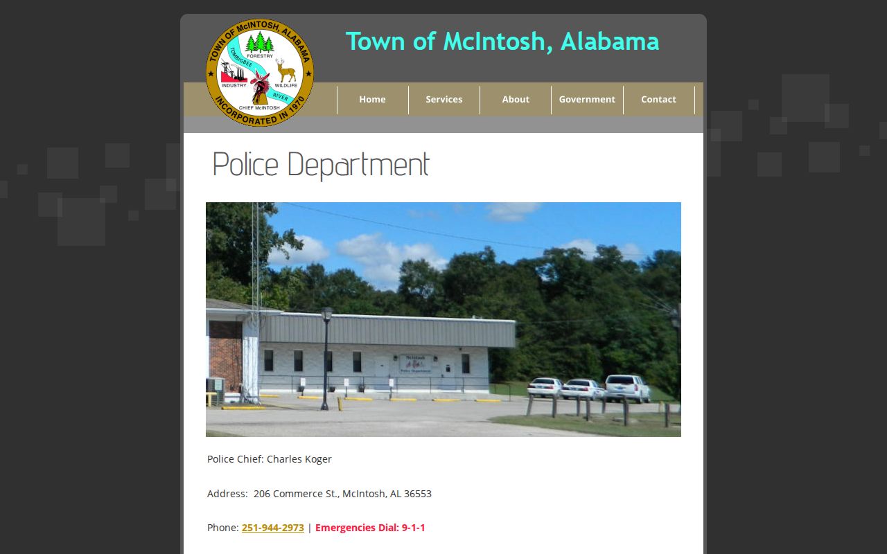 McIntosh criminal records Police Department contact page