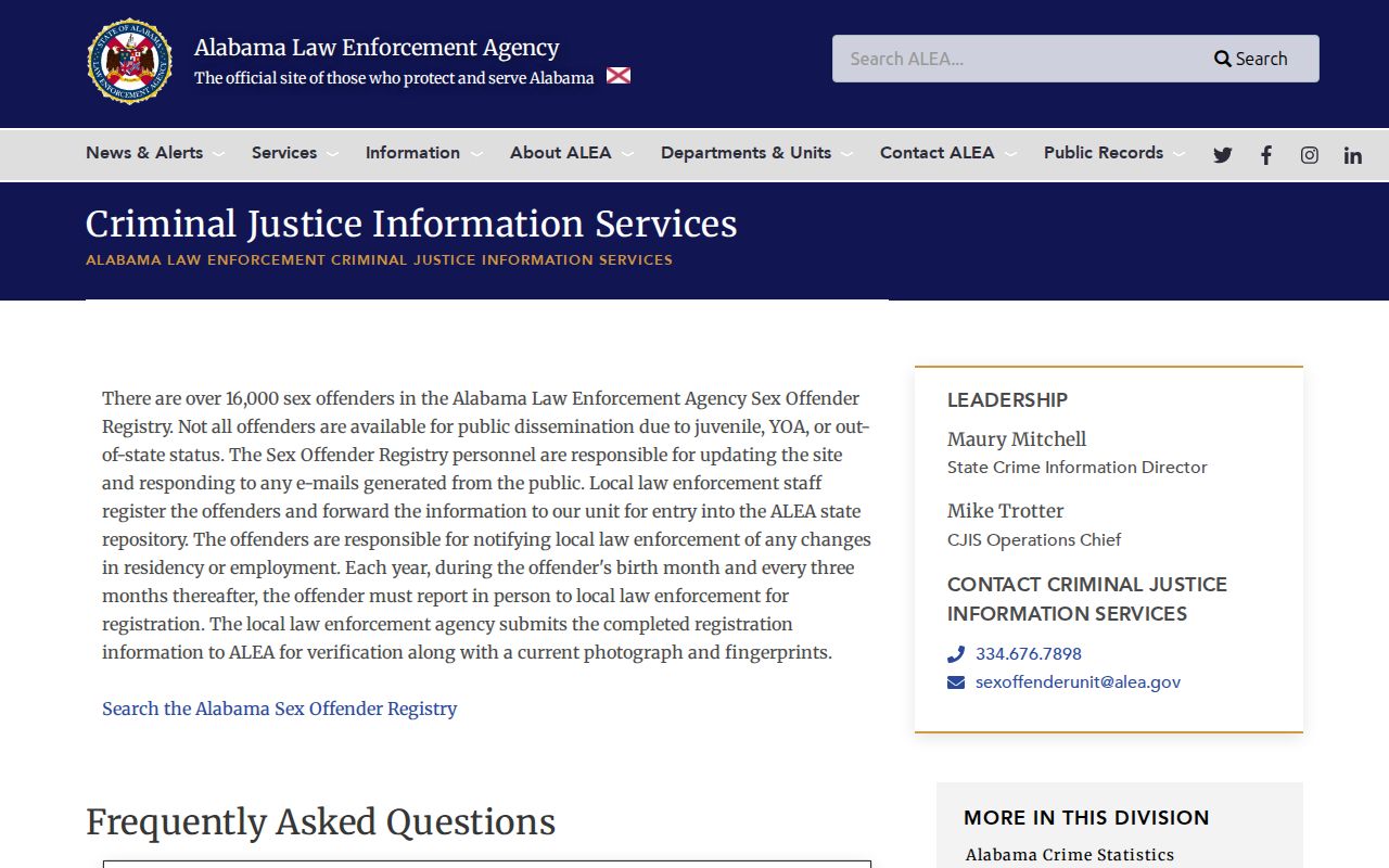 Washington County sex offender registry ALEA update information